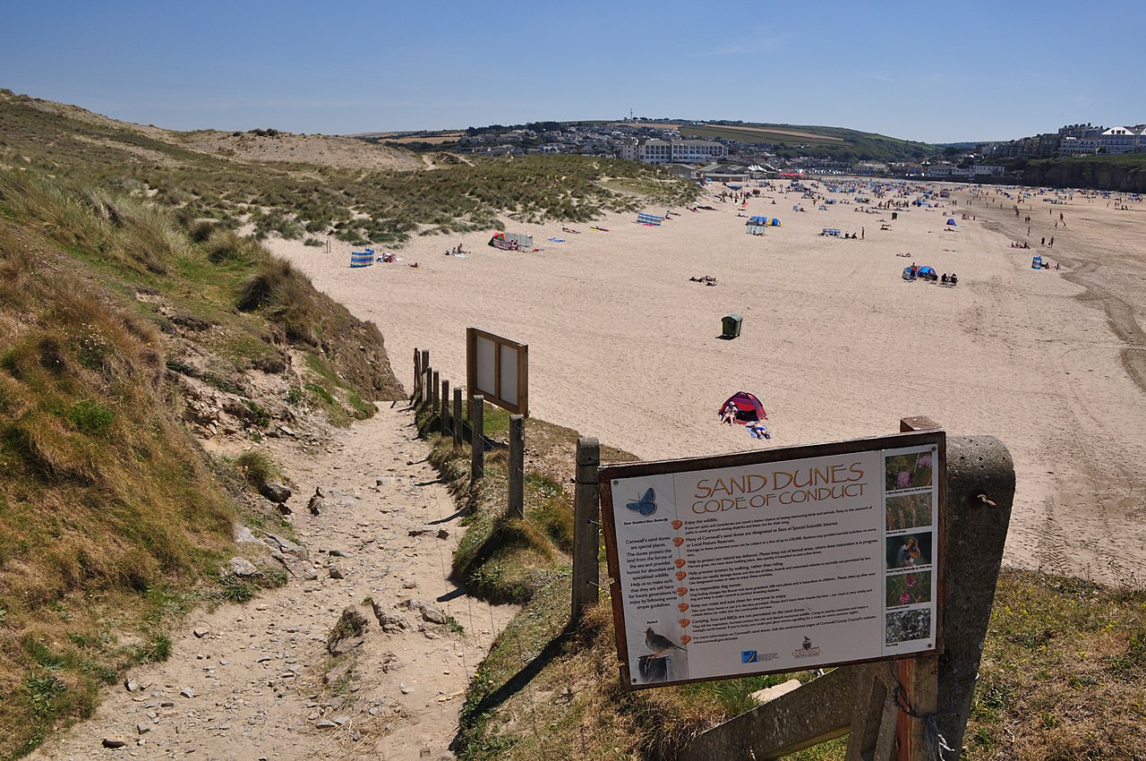 is perranporth beach dog friendly - Perranporth , Coast Path ^ Sand Dunes sign